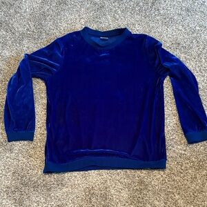 Blue Velour Long Sleeve Top